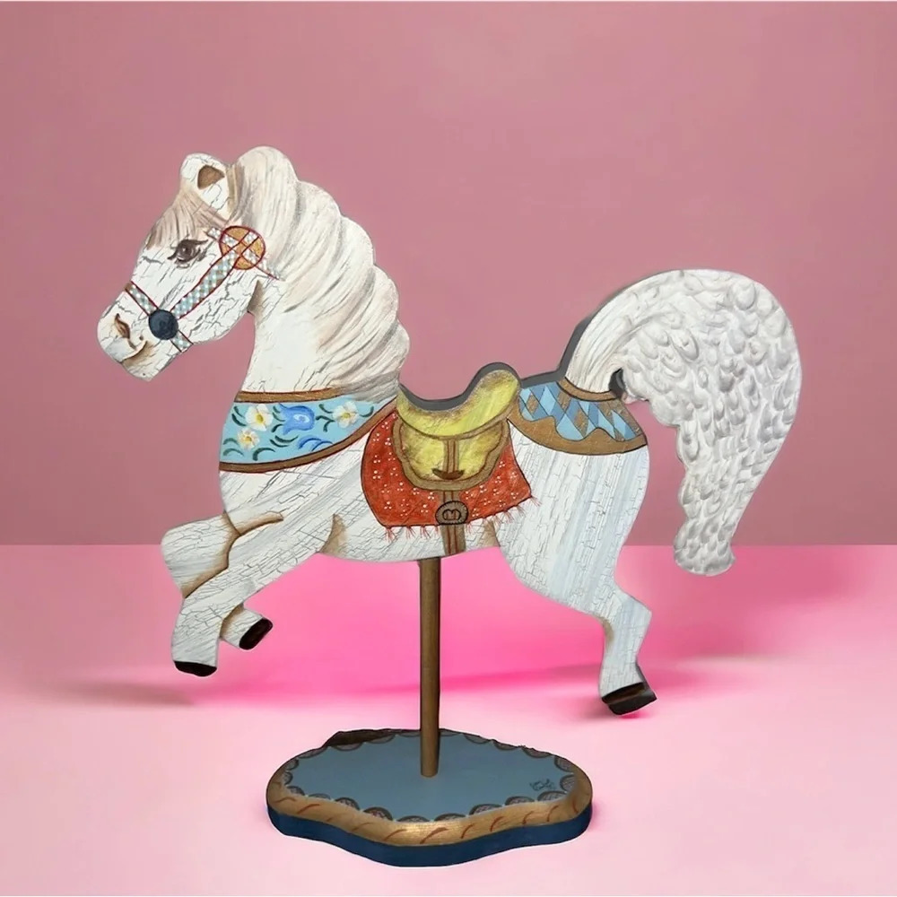 Vintage Carousel Horse Home Decor Pair Hand Pained - Picture 3 of 5